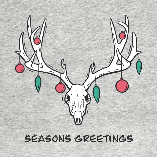 Festive Reindeer Skull - Seasons Greetings by JBeasleyDesigns